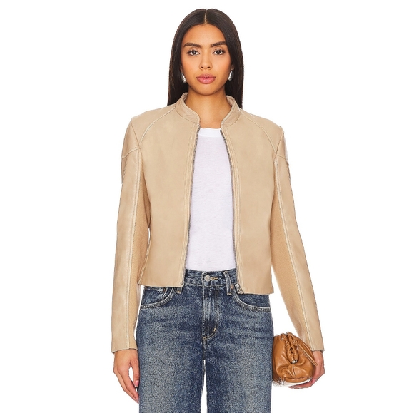 Lamarque x Anthropologie Hira Fitted Lamb Leather Minimilist Jacket - Picture 2 of 9